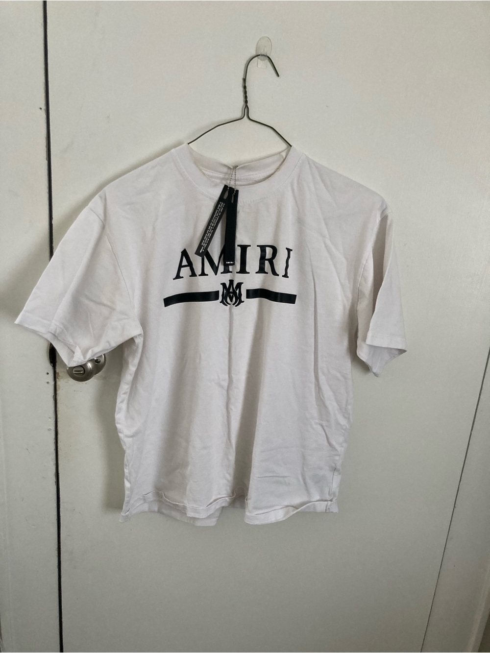 AMIRI White Short-Sleeve Logo Tee with Black Print